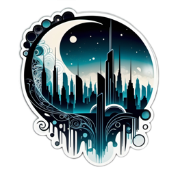 futuristic city silhouette SVG PNG design with clean design elements