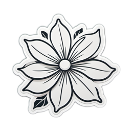 flower black and white sticker SVG PNG design with clean design elements, black and white floral elements