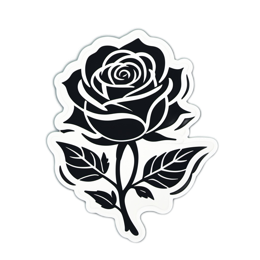 black rose sticker floral SVG PNG design with clean design elements, black and white floral elements