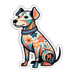artistic dog floral SVG PNG design with orange and pink floral elements