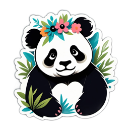 panda floral SVG PNG design with clean design elements