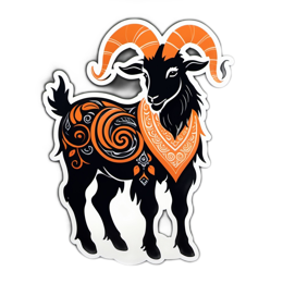 artistic black goat SVG PNG design with clean design elements