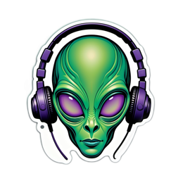 alien music headphones SVG PNG design with clean design elements