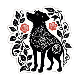 artsy dog roses floral SVG PNG design with black and white floral elements