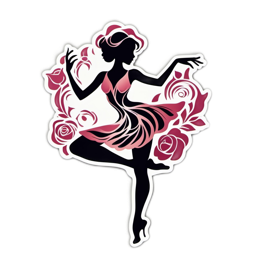 dance roses floral SVG PNG design with black and pink floral elements