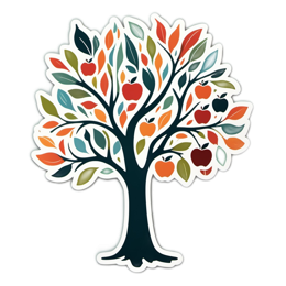 autumn tree apples SVG PNG design with orange and red floral elements