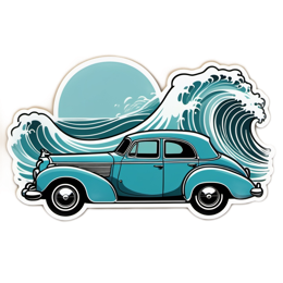 car wave sunset SVG PNG design with clean design elements