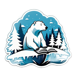 bear reading winter SVG PNG design with clean design elements
