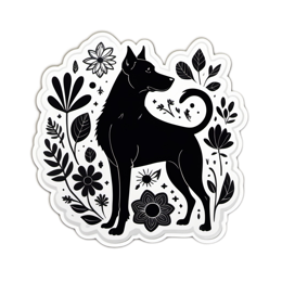 flower dog SVG PNG design with black and white floral elements