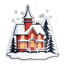 winter house snowflakes SVG PNG design