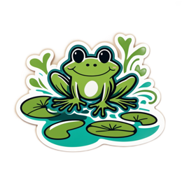 frog lily pads SVG PNG design with clean design elements