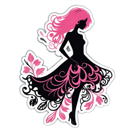 stickers fashion floral SVG PNG design with clean design elements, black and pink floral elements