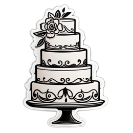 cake elegant floral SVG PNG design with black and white floral elements