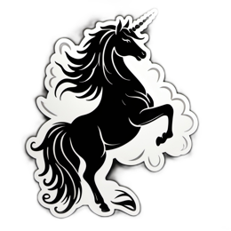 unicorn black white SVG PNG design with clean design elements