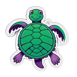 cartoon turtle SVG PNG design with clean design elements