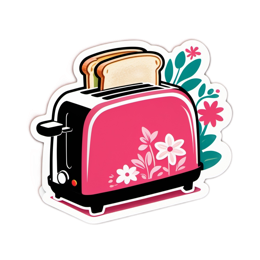 toaster flowerdesign floral SVG PNG design with pink floral elements