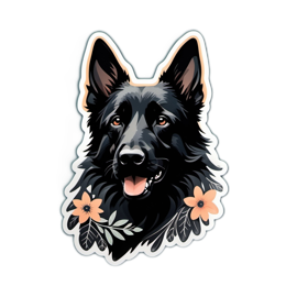 flower blackdog SVG PNG design with black and orange floral elements