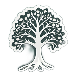 nature tree flora floral SVG PNG design with white and red floral elements