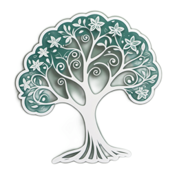 tree floral SVG PNG design with white and red floral elements