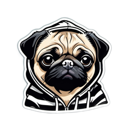 sticker pug hoodie SVG PNG design with clean design elements