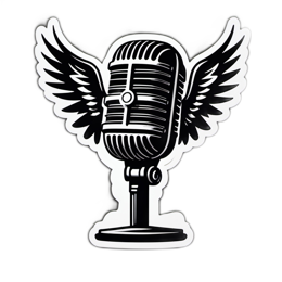 microphone wings SVG PNG design with clean design elements