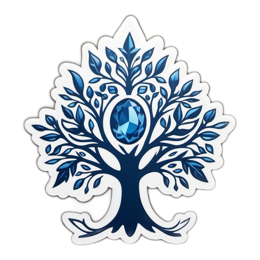 tree blue SVG PNG design with clean design elements, white and blue floral elements