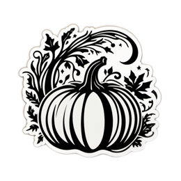 pumpkin vines SVG PNG design with clean design elements, black and white floral elements