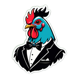 chicken artistic sticker SVG PNG design with clean design elements