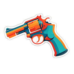 sticker colorful revolver SVG PNG design with clean design elements