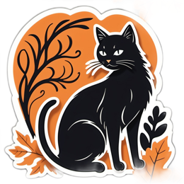 fall blackcat sticker SVG PNG design with clean design elements