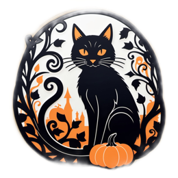 black cat pumpkin SVG PNG design with clean design elements