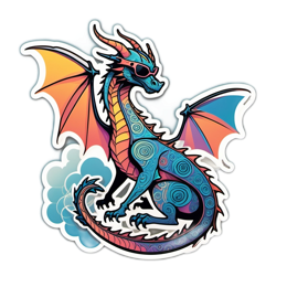 dragon colorful sticker SVG PNG design with clean design elements