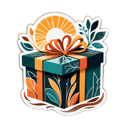 gift sunrise floral SVG PNG design with orange and green floral elements
