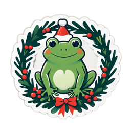 christmas frog wreath SVG PNG design with red and green floral elements