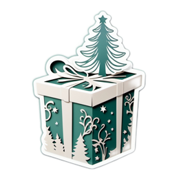 christmas present tree floral SVG PNG design with white floral elements