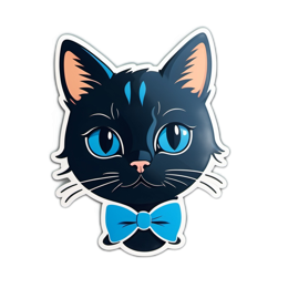 cute black cat bowtie SVG PNG design with clean design elements