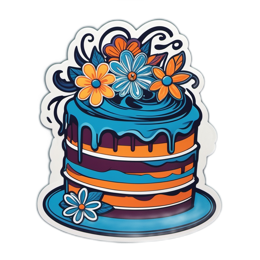 cake flowerdecor SVG PNG design with orange and blue floral elements