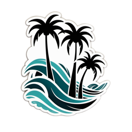 palm trees ocean waves SVG PNG design with clean design elements