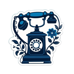 telephone flower SVG PNG design with blue floral elements