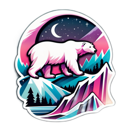 artistic polarbear mountain SVG PNG design with clean design elements