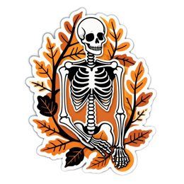 skeleton autumn leaves SVG PNG design with clean design elements, black and orange floral elements