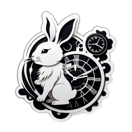 rabbit clock SVG PNG design with clean design elements