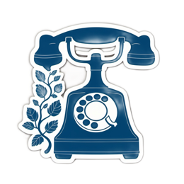 telephone vintage floral SVG PNG design with clean design elements, white and blue floral elements