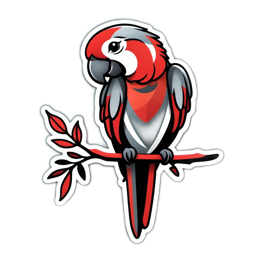 parrot red branch SVG PNG design with clean design elements