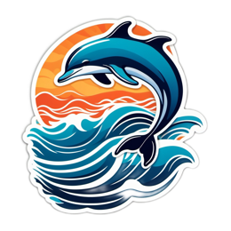 dolphin waves sunset SVG PNG design with clean design elements