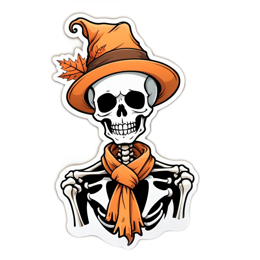 skeleton hat scarf SVG PNG design with clean design elements