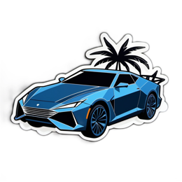 cars palm trees SVG PNG design with clean design elements