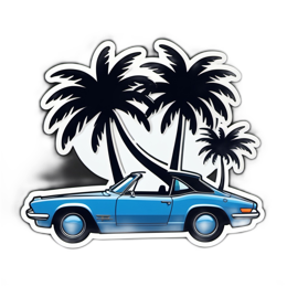 car palm trees SVG PNG design with clean design elements