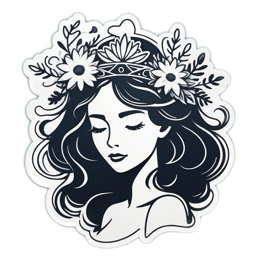 flower crown SVG PNG design with clean design elements, black and white floral elements
