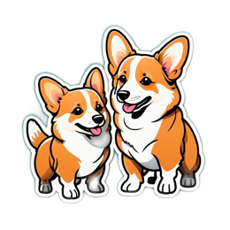 corgis stickers SVG PNG design with clean design elements